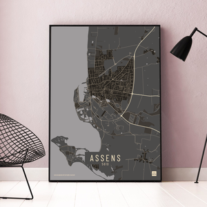 Assens by plakat local poster mørk