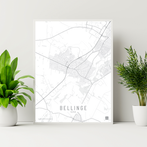 Bellinge by plakat local poster hvid