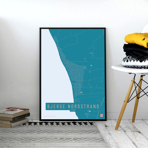 Bjerge Nordstrand by plakat local poster blå
