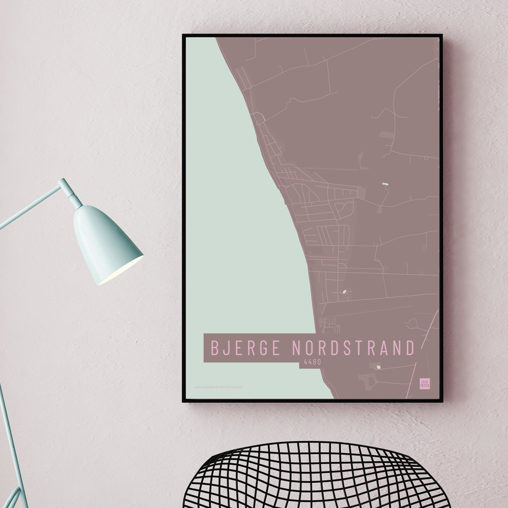 
                
                    Indlæs billede ind i galleri-fremviseren, Bjerge Nordstrand by plakat local poster pastel
                
            