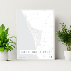 Bjerge Nordstrand by plakat local poster hvid