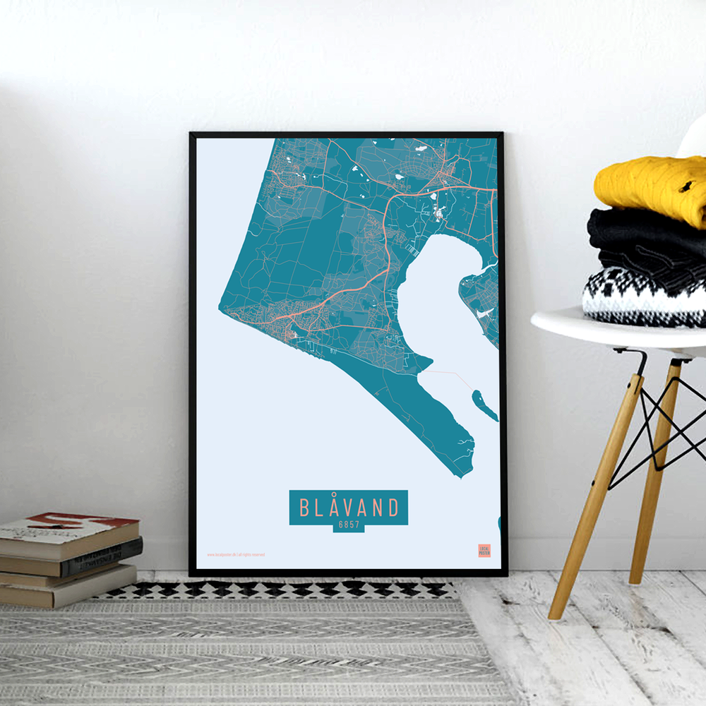 Blåvand by plakat local poster hvid