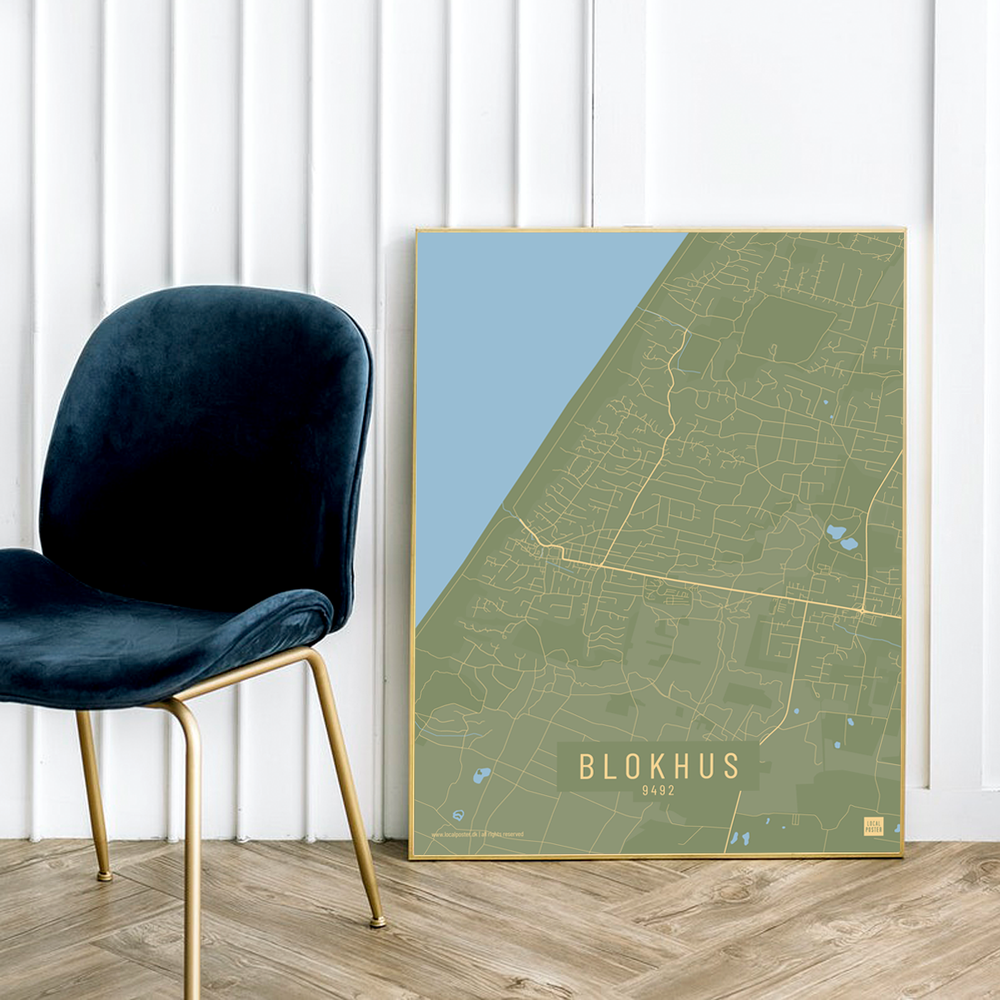 Blokhus by plakat local poster grøn