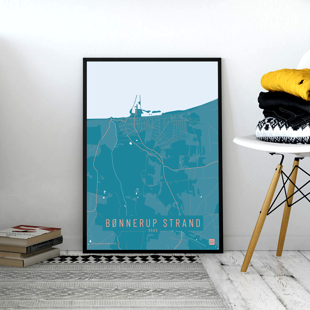 Bønnerup Strand by plakat local poster hvid