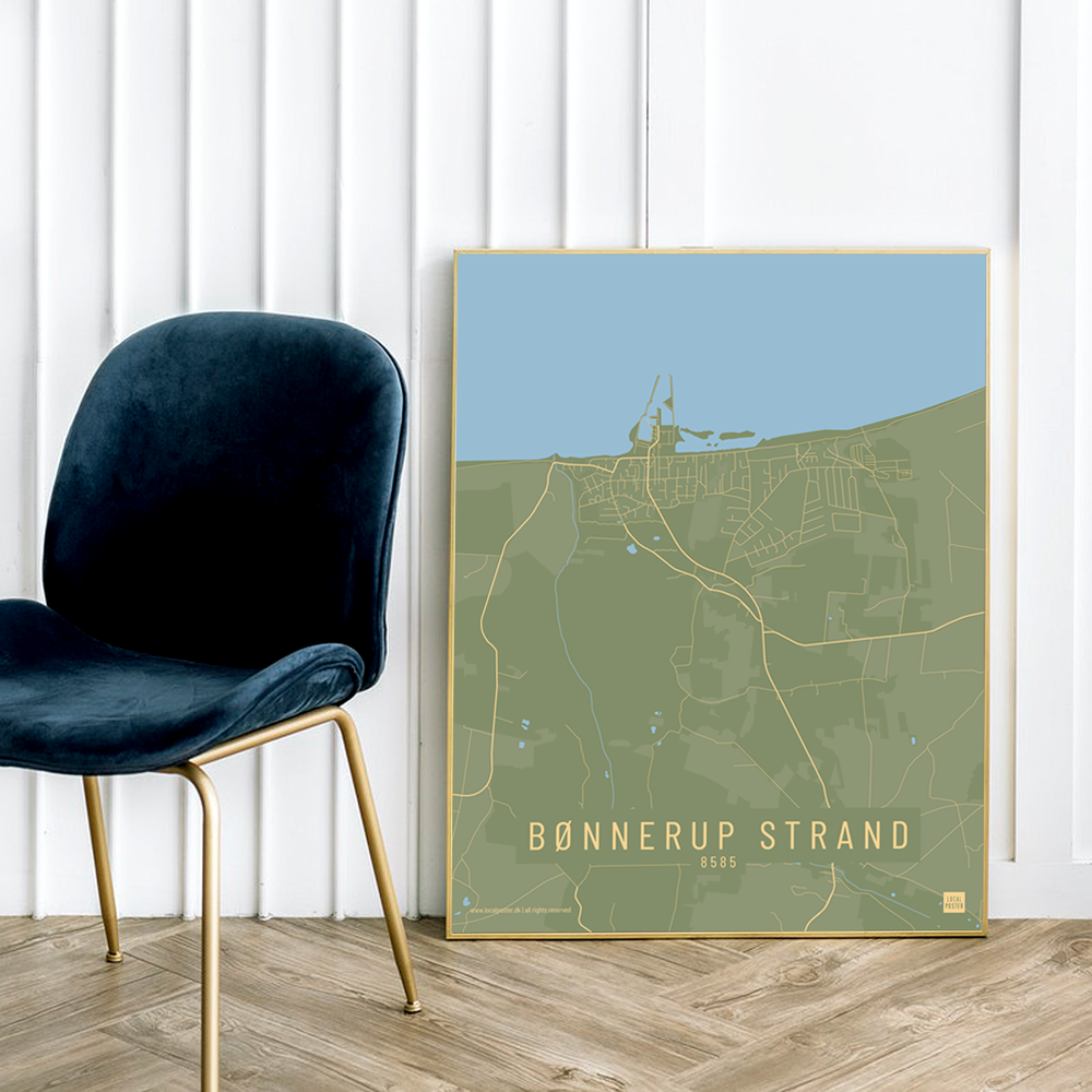 Bønnerup Strand by plakat local poster grøn