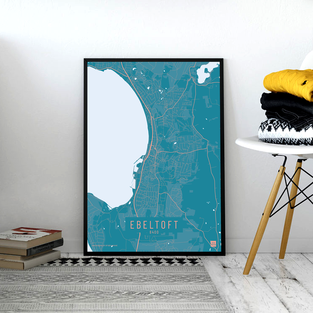 Ebeltoft by plakat local poster. hvid