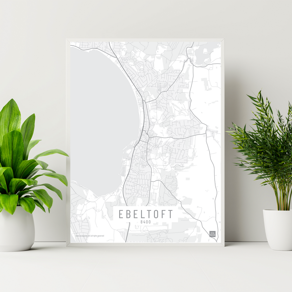 Ebeltoft by plakat local poster. hvid