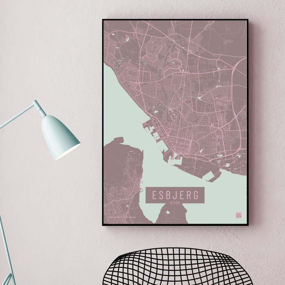 Esbjerg by plakat local poster pastel