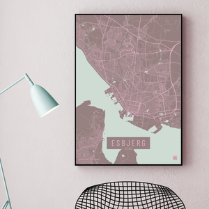 Esbjerg by plakat local poster pastel