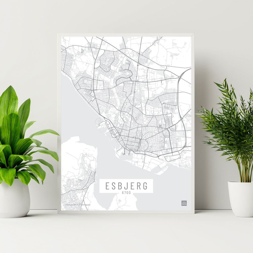 Esbjerg by plakat local poster hvid