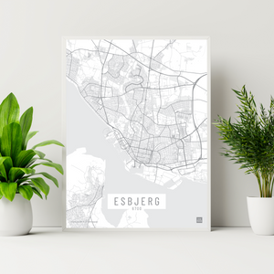Esbjerg by plakat local poster hvid