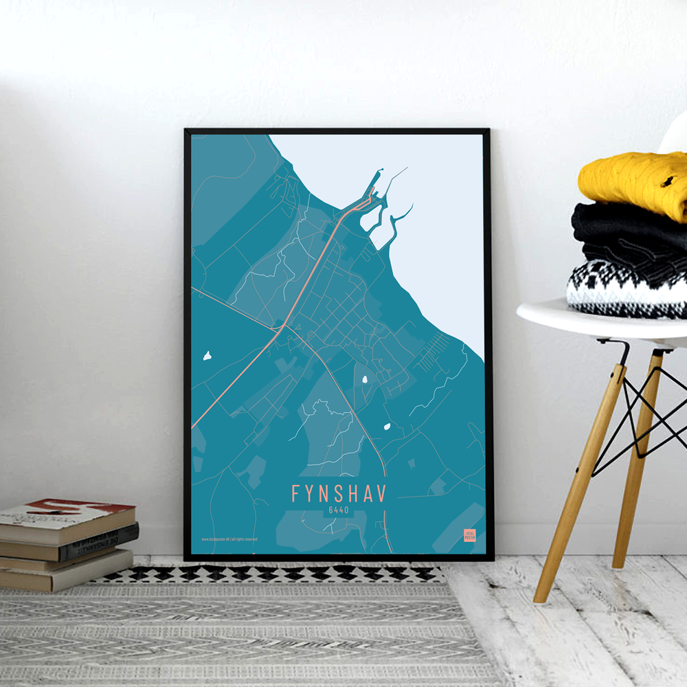 Fyn by plakat local poster blå