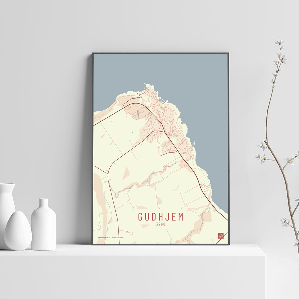 Gudhjem Strand by plakat local poster